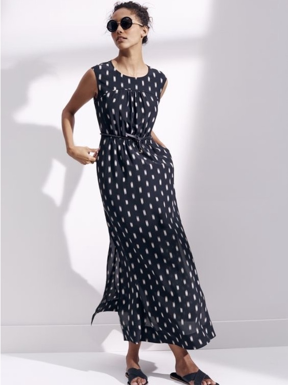 Madewell Black Maxi Dress in Dash Print